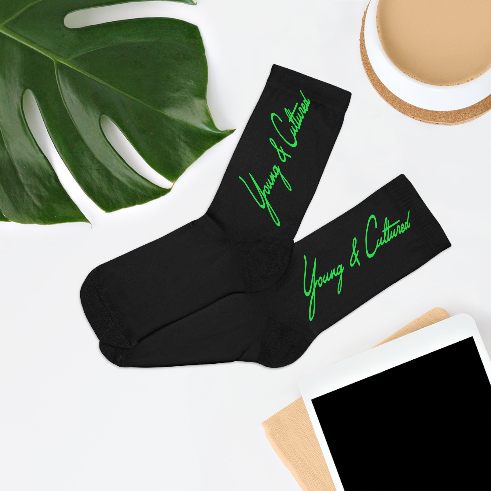 Neon Green Signature Logo Socks