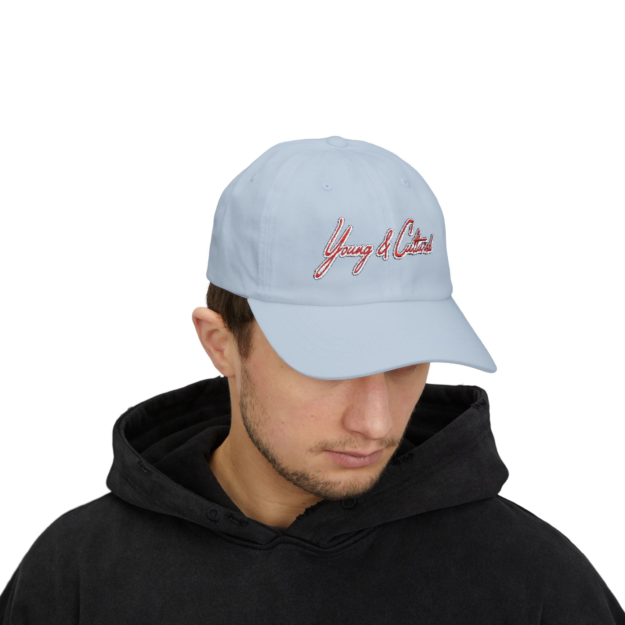 White Offset Red Signature Dad Cap