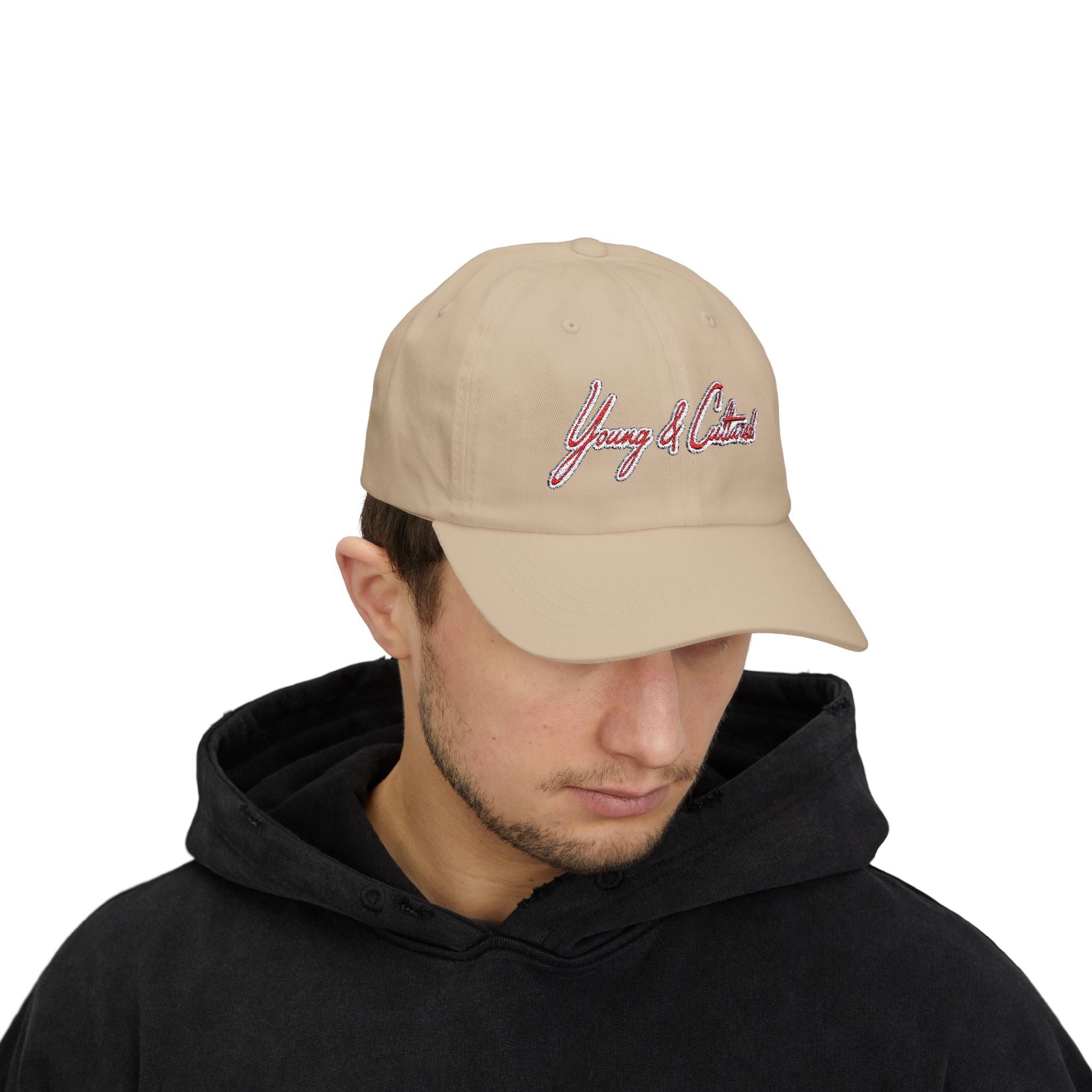 White Offset Red Signature Dad Cap