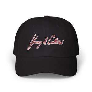 White Offset Red Signature Dad Cap