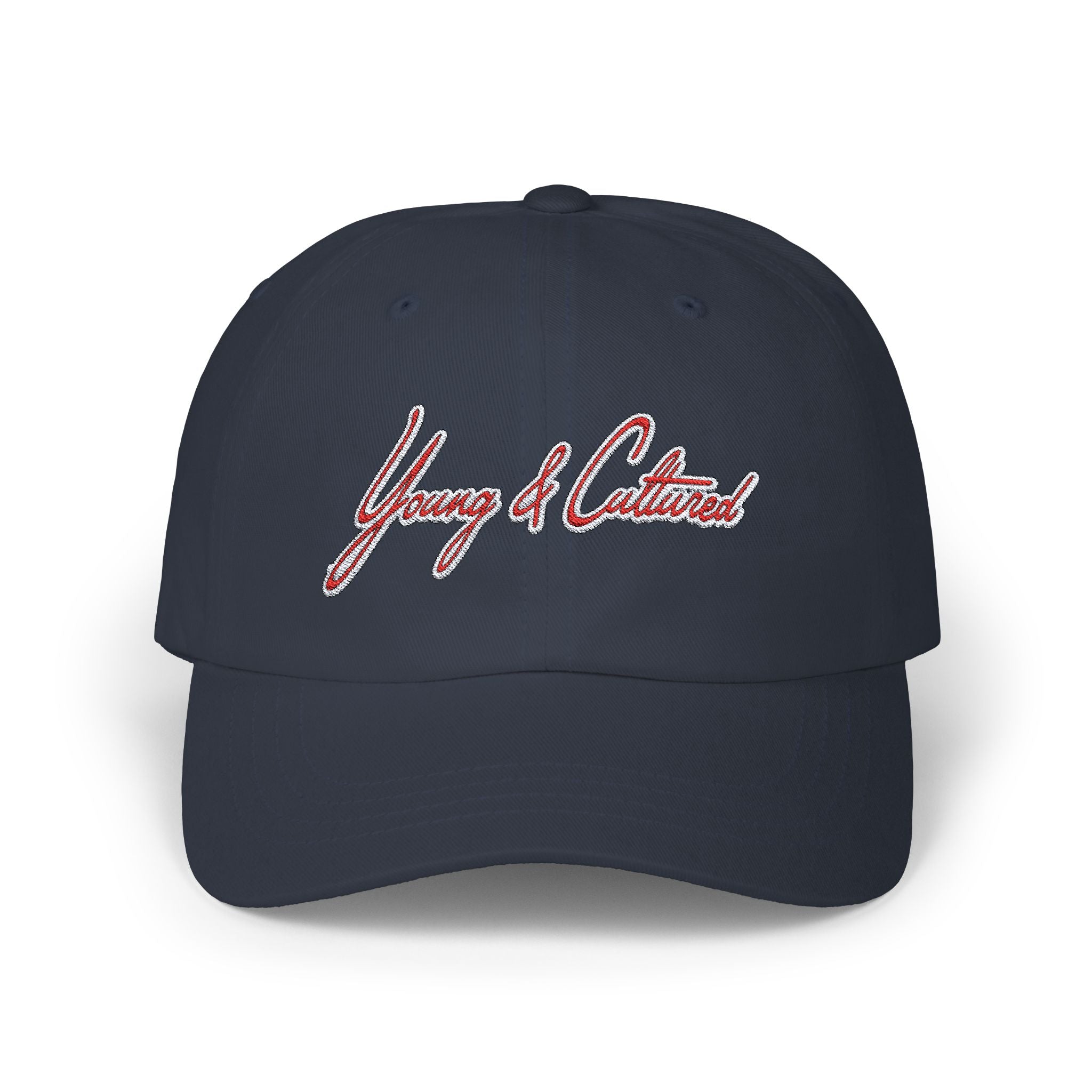 White Offset Red Signature Dad Cap