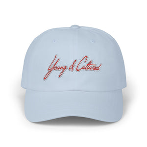 White Offset Red Signature Dad Cap