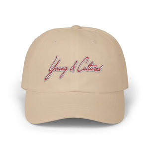 White Offset Red Signature Dad Cap